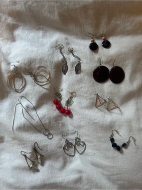 Assorted Women's Earrings Set - Red, Black, Silver, Gold Accents
